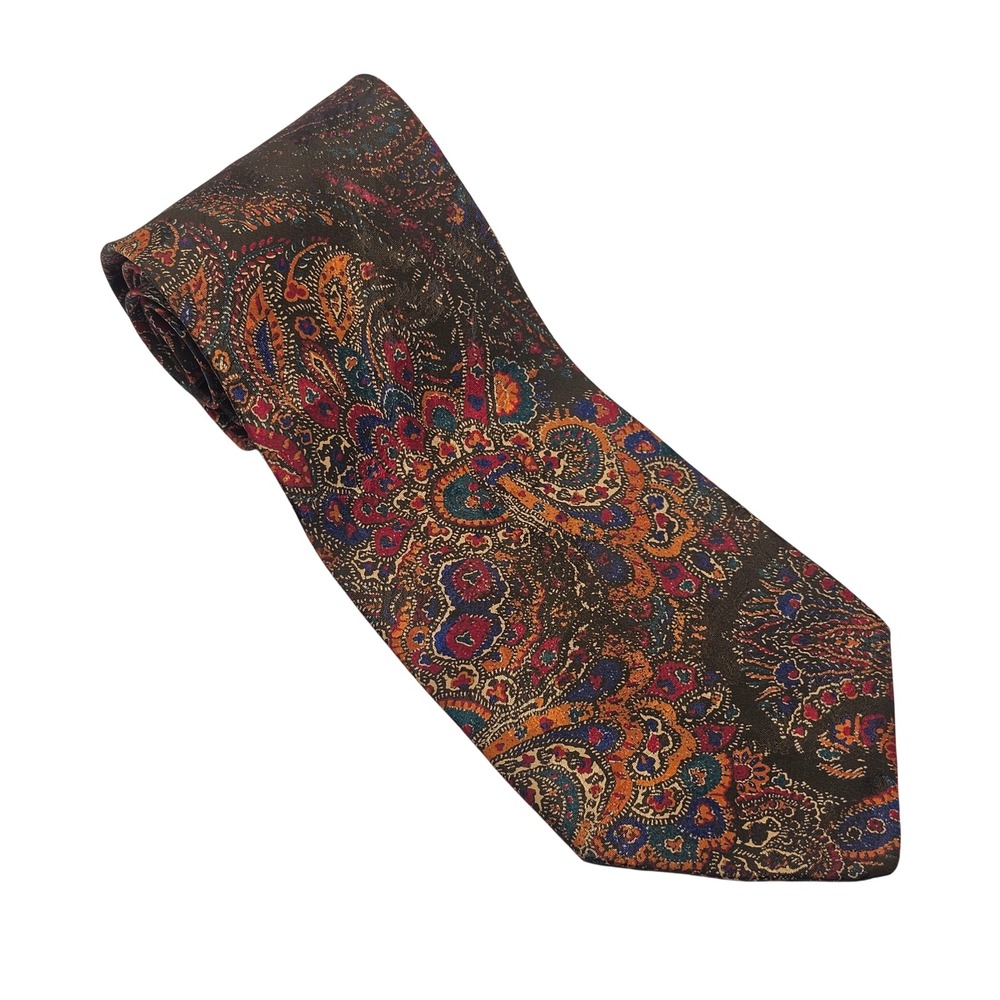 Vintage Brioni Silk Tie Multicolor Paisley Italy Luxury Designer Baroque Formal